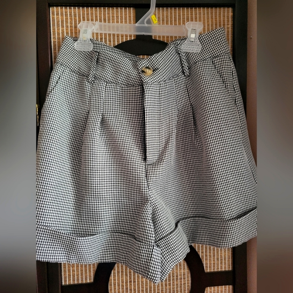 Black and White Checkered Women's Shorts